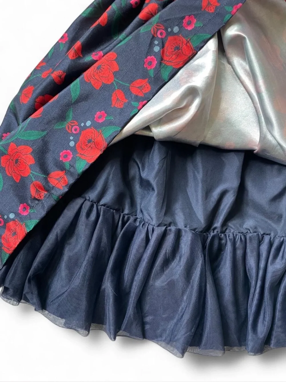 Gymboree Navy Dress with Red Rose Floral Print